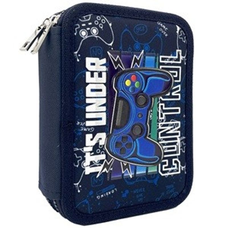 Carti si Birotica - Rechizite - Penare - Penar dublu echipat, albastru, model consola gaming, 14x4x20cm - Infinity.ro
