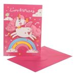 Market - Cadouri - Felicitari - Felicitare Zi de Nastere Unicorn 3D Roz cu Mesaj Happy Birthday - Infinity.ro