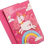 Market - Cadouri - Felicitari - Felicitare Zi de Nastere Unicorn 3D Roz cu Mesaj Happy Birthday - Infinity.ro
