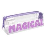 Carti si Birotica - Rechizite - Penare - Penar tub transparent cu glitter, mov, 20x5x7 cm - Infinity.ro