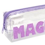 Carti si Birotica - Rechizite - Penare - Penar tub transparent cu glitter, mov, 20x5x7 cm - Infinity.ro