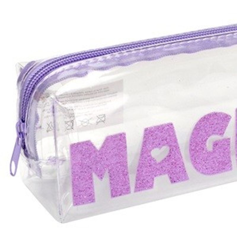 Carti si Birotica - Rechizite - Penare - Penar tub transparent cu glitter, mov, 20x5x7 cm - Infinity.ro