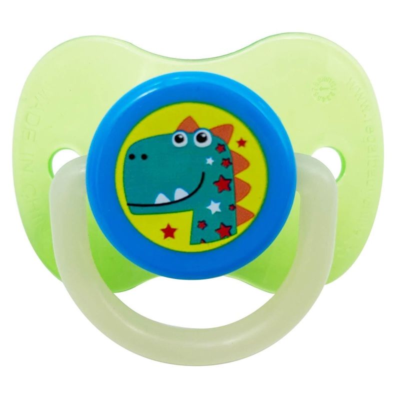 Jucarii, Copii si Bebe - Hrana si alaptare - Biberoane, suzete si accesorii hranire - Suzete si accesorii - Suzeta Silicon Dinozaur Glow in the Dark, 0-6 Luni - Infinity.ro