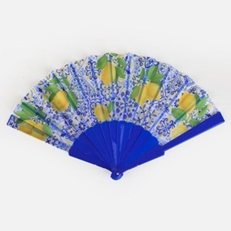 Carti si Birotica - Birotica - Articole ambalare - Evantai pliabil din plastic cu model lamai, albastru, 21 cm - Infinity.ro