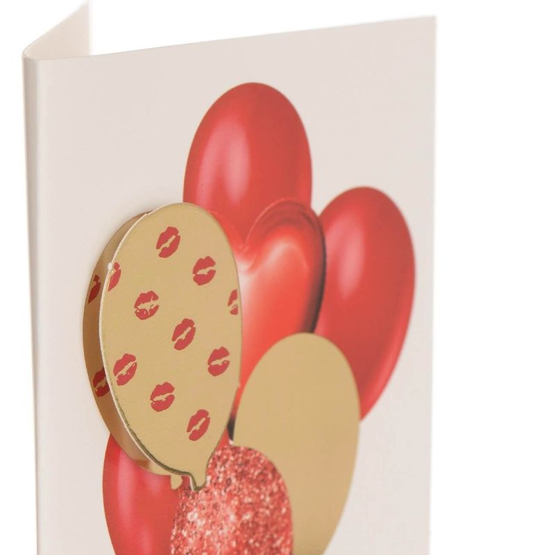Market - Cadouri - Felicitari - Felicitare 3D cu Baloane Rosii si Folie Aurie, 7.5x8.5cm, cu Plic Rosu - Infinity.ro