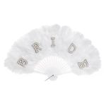Casa si Gradina - Decoratiuni - Decoratiuni petrecere - Accesorii pentru petrecere - Evantai alb cu pene si strasuri pentru mireasa, 23 cm - Infinity.ro