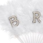 Casa si Gradina - Decoratiuni - Decoratiuni petrecere - Accesorii pentru petrecere - Evantai alb cu pene si strasuri pentru mireasa, 23 cm - Infinity.ro