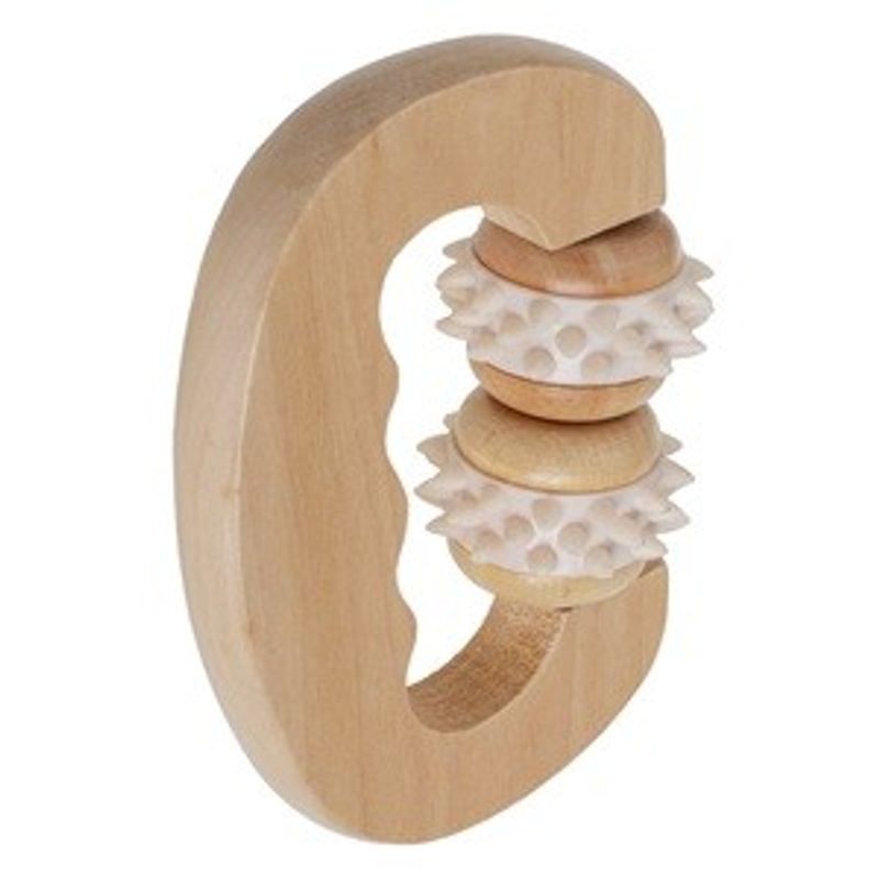 Carti si Birotica - Birotica - Instrumente de scris - Markere si carioci - Roller de masaj cu maner din lemn natural, 11x8 cm - Infinity.ro