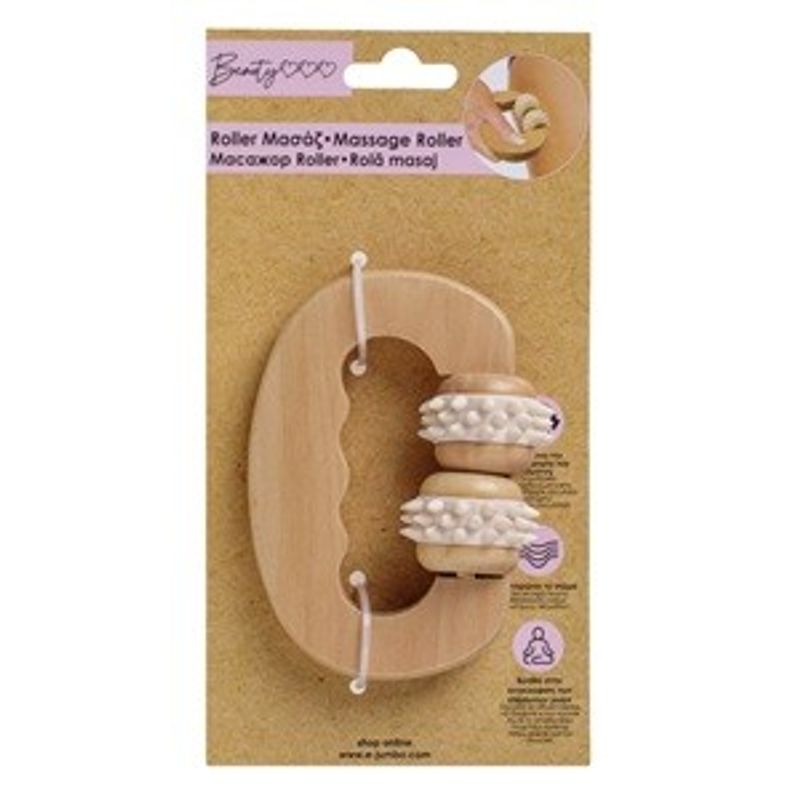 Carti si Birotica - Birotica - Instrumente de scris - Markere si carioci - Roller de masaj cu maner din lemn natural, 11x8 cm - Infinity.ro