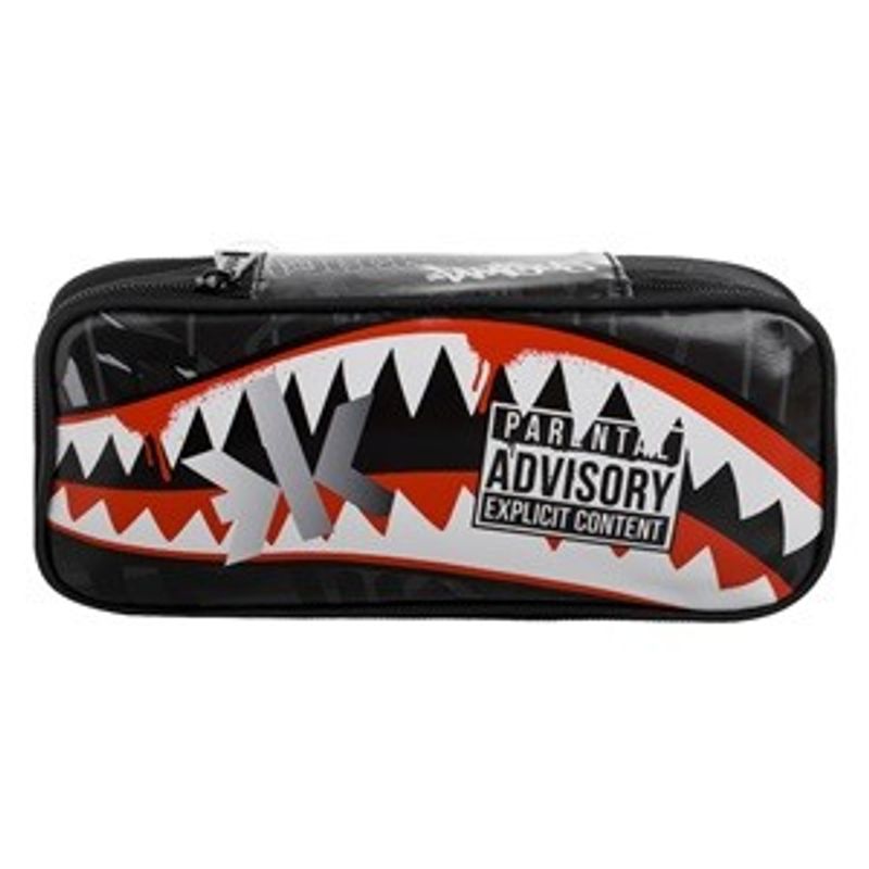 Carti si Birotica - Rechizite - Penare - Penar tub cu model dinti de rechin, 23x5x10cm, Negru - Infinity.ro