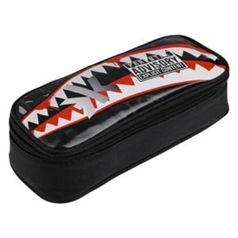 Carti si Birotica - Rechizite - Penare - Penar tub cu model dinti de rechin, 23x5x10cm, Negru - Infinity.ro