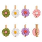 Casa si Gradina - Decoratiuni - Obiecte decorative - Accesorii decorative - Set 8 Clestisori din Lemn cu Margarete Multicolore, 5 cm - Infinity.ro