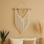 Casa si Gradina - Decoratiuni - DIY - Sabloane decorative pereti - Macrame de Perete Ecru din Bumbac cu Franjuri - Decorare Boho - Infinity.ro