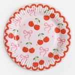 Casa si Gradina - Decoratiuni - Decoratiuni petrecere - Vesela pentru petrecere - Farfurii de hartie pentru petrecere, cu model cirese, 23 cm, 12 bucati - Infinity.ro