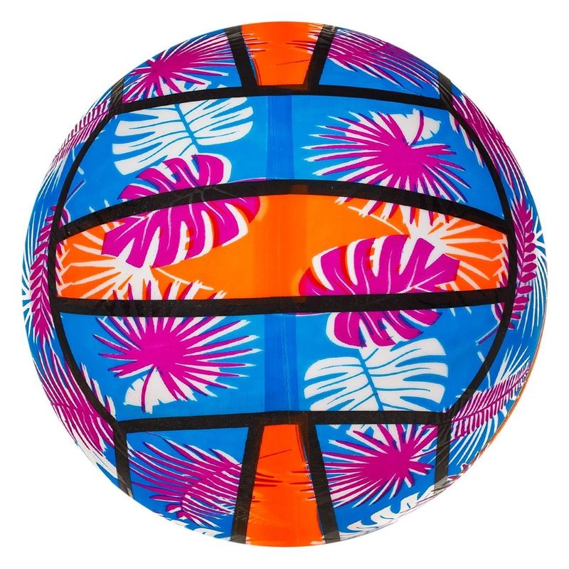 Jucarii, Copii si Bebe - Jucarii si jocuri - Jucarii de exterior - Saltele si mingi pentru plaja - Minge de plaja din plastic, 23 cm, multicolora cu imprimeu tropical - Infinity.ro