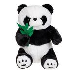 Jucarii, Copii si Bebe - Jucarii si jocuri - Jucarii de plus - Panda de Plus Asezat cu Frunze de Bambus, 35 cm - Infinity.ro