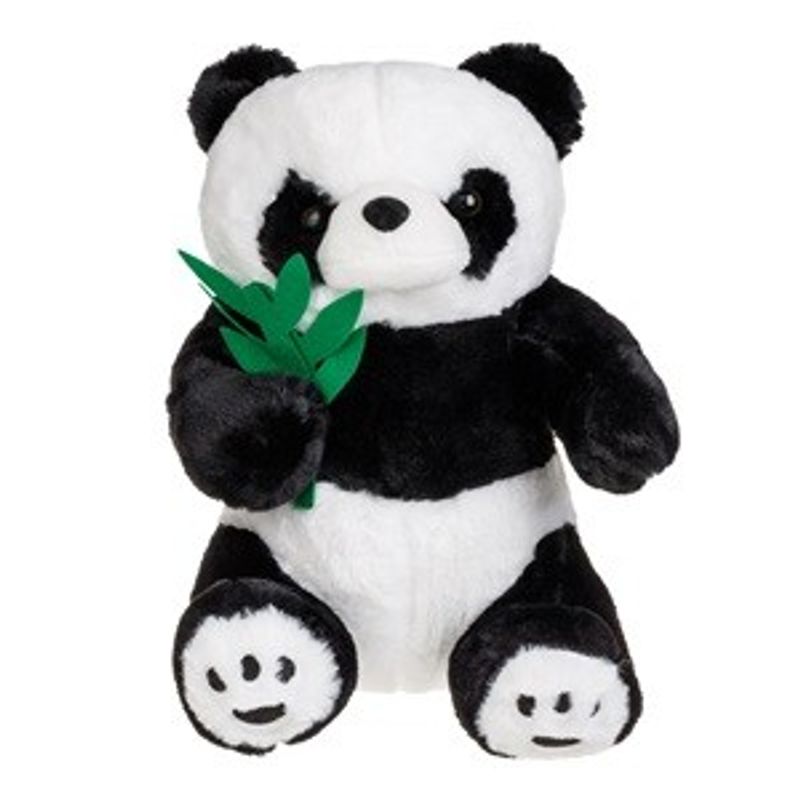 Jucarii, Copii si Bebe - Jucarii si jocuri - Jucarii de plus - Panda de Plus Asezat cu Frunze de Bambus, 35 cm - Infinity.ro