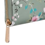 Fashion, accesorii si bijuterii - Femei - Accesorii femei - Portofele femei - Portofel Mini Floral Verde Menta cu Detalii Aurii pentru Femei - Infinity.ro