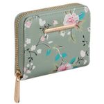Fashion, accesorii si bijuterii - Femei - Accesorii femei - Portofele femei - Portofel Mini Floral Verde Menta cu Detalii Aurii pentru Femei - Infinity.ro