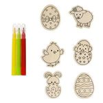 Jucarii, Copii si Bebe - Jucarii si jocuri - Figurine - Set Creativ cu 6 Figurine de Paste cu Magnet si 3 Carioci - Infinity.ro