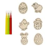 Jucarii, Copii si Bebe - Jucarii si jocuri - Figurine - Set Creativ cu 6 Figurine de Paste cu Magnet si 3 Carioci - Infinity.ro