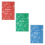 Casa si Gradina - Decoratiuni - DIY - Manechine plastic - Set 3 Invelitori Caiete A4 din Plastic, Imprimeu, Albastru, Rosu, Verde - Infinity.ro