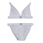 Fashion, accesorii si bijuterii - Femei - Lenjerie si pijamale femei - Pijamale femei - Set Lenjerie Copii, Ribbed, 2 Piese, Culoare Gri, Patch Fluture - Infinity.ro