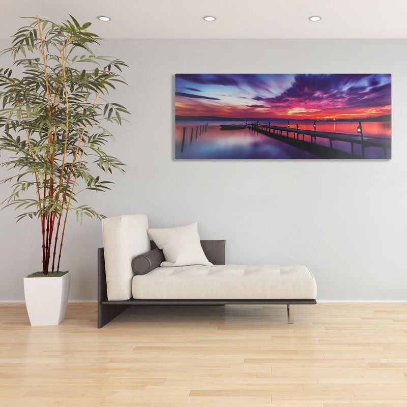 Casa si Gradina - Corpuri si surse de iluminat - Veioze si lampi - Veioze - Tablou Canvas cu LED, Peisaj Dig, Apus de Soare, 100x40x1.5cm - Infinity.ro