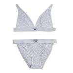Fashion, accesorii si bijuterii - Femei - Lenjerie si pijamale femei - Pijamale femei - Set Lenjerie Copii, Ribbed, 2 Piese, Culoare Gri, Patch Fluture - Infinity.ro