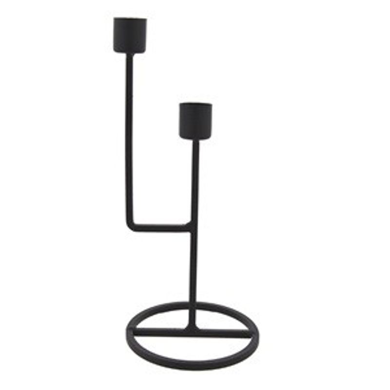 Casa si Gradina - Decoratiuni - Aromaterapie si lumanari - Suporturi lumanari - Suport Decorativ Dublu Metalic Negru pentru Lumanari - Infinity.ro