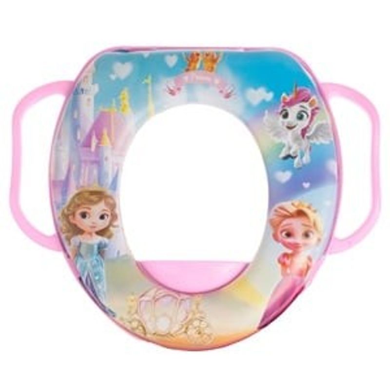 Jucarii, Copii si Bebe - Igiena si ingrijire - Baia bebelusului - Olite si reductoare WC - Reductor WC plastic roz cu manere model printesa - Infinity.ro