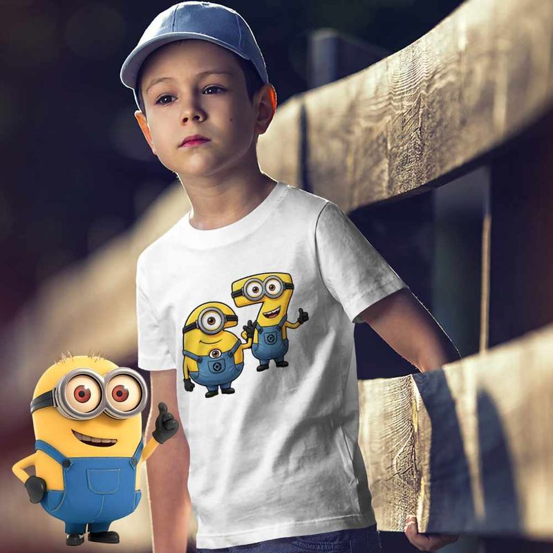 Fashion, accesorii si bijuterii - Copii - Imbracaminte copii - Tricouri copii - Tricou Copii Baieti Minions Six Seven 67 Sase Sapte Despicable, alb, marime XL Copii - Infinity.ro