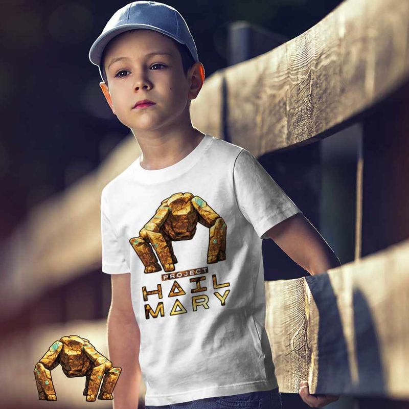 Fashion, accesorii si bijuterii - Copii - Imbracaminte copii - Tricouri copii - Tricou Copii Baieti Project Hail Mary Rocky Eridian Alien Engineer, alb, marime M Copii - Infinity.ro