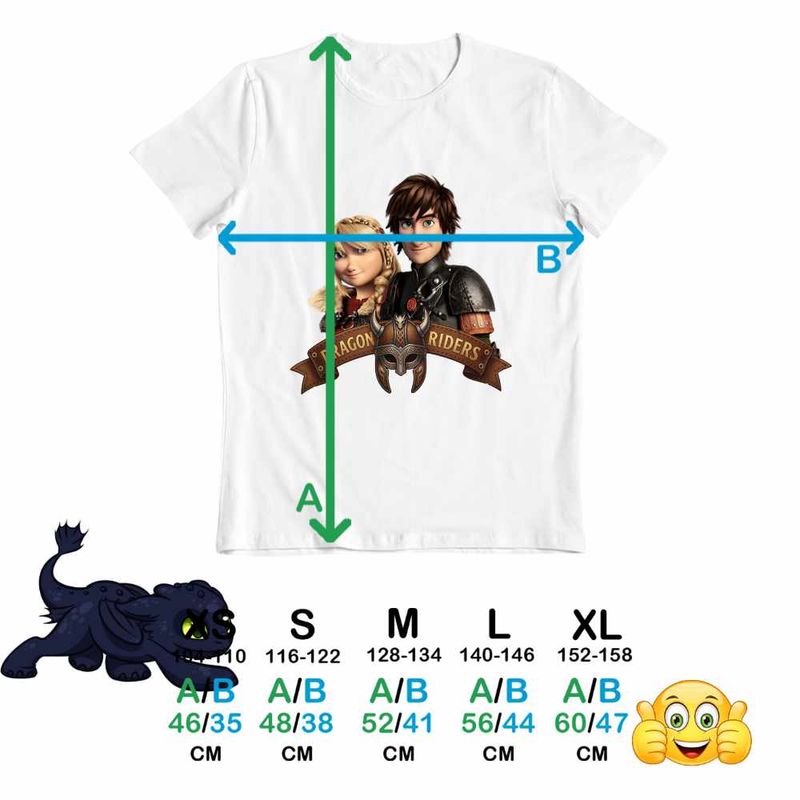 Fashion, accesorii si bijuterii - Copii - Imbracaminte copii - Tricouri copii - Tricou Copii Baieti Dragon Riders Hiccup Astrid How to train your dragon, alb, marime S Copii - Infinity.ro