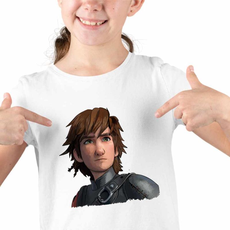 Fashion, accesorii si bijuterii - Copii - Imbracaminte copii - Tricouri copii - Tricou Copii Fete Hiccup Viking Dragon Rider How to train your dragon, alb, marime XS Copii - Infinity.ro