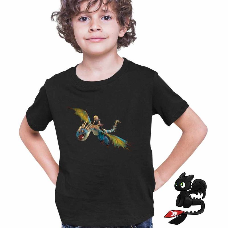 Fashion, accesorii si bijuterii - Copii - Imbracaminte copii - Tricouri copii - Tricou Copii Baieti Dragon Astrid How to train your dragon, negru, marime XL Copii - Infinity.ro