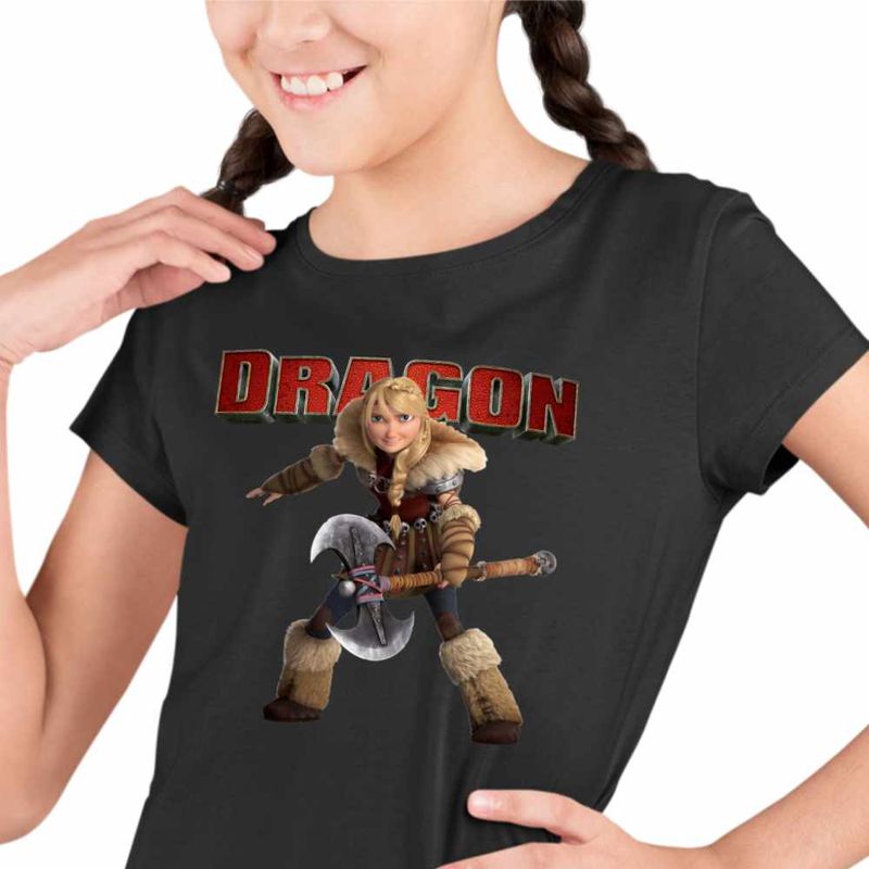 Fashion, accesorii si bijuterii - Copii - Imbracaminte copii - Tricouri copii - Tricou Copii Fete Astrid Vikings Warrior How to train your dragon, negru, marime L Copii - Infinity.ro