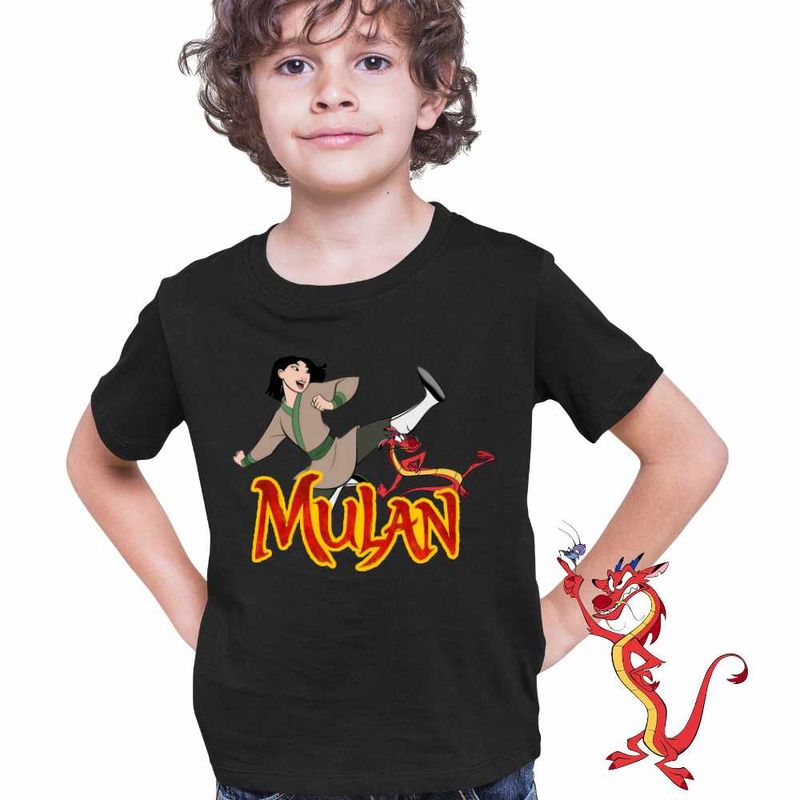Fashion, accesorii si bijuterii - Copii - Imbracaminte copii - Tricouri copii - Tricou Copii Baieti Mulan Mushu Kung Fu, negru, marime L Copii - Infinity.ro
