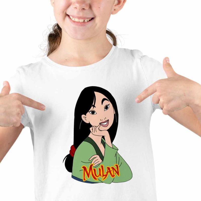 Fashion, accesorii si bijuterii - Copii - Imbracaminte copii - Tricouri copii - Tricou Copii Fete Mulan Kung Fu, alb, marime XS Copii - Infinity.ro