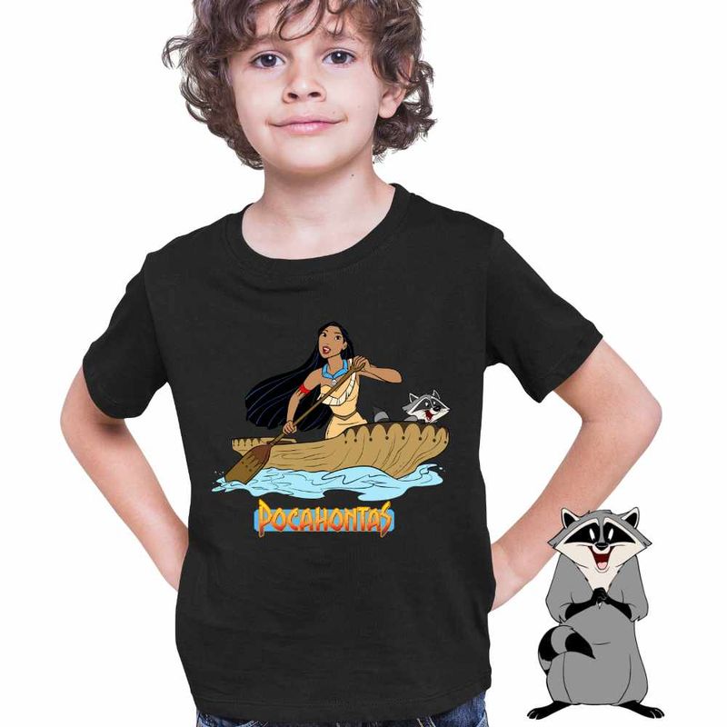 Fashion, accesorii si bijuterii - Copii - Imbracaminte copii - Tricouri copii - Tricou Copii Baieti Pocahontas Meeko Canoe, negru, marime S Copii - Infinity.ro