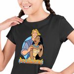 Fashion, accesorii si bijuterii - Copii - Imbracaminte copii - Tricouri copii - Tricou Copii Fete Pocahontas Love John Valentines Day, negru, marime XL Copii - Infinity.ro