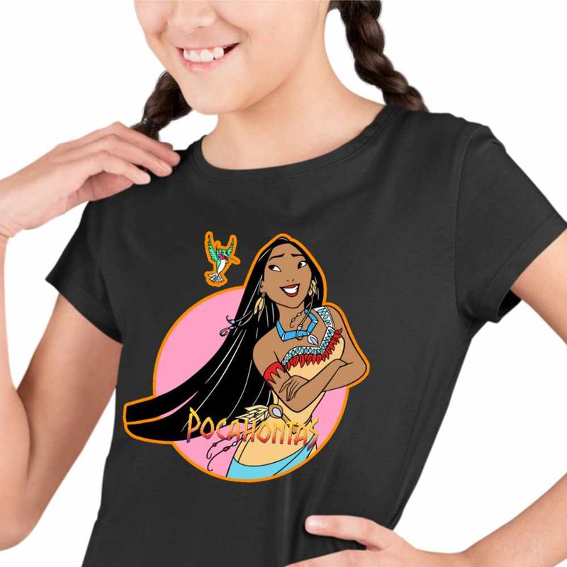 Fashion, accesorii si bijuterii - Copii - Imbracaminte copii - Tricouri copii - Tricou Copii Fete Pocahontas Native American, negru, marime XL Copii - Infinity.ro