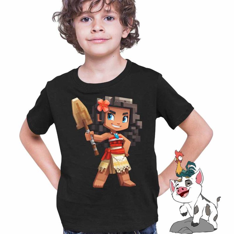 Fashion, accesorii si bijuterii - Copii - Imbracaminte copii - Tricouri copii - Tricou Copii Baieti Moana Vaiana Minecraft Roblox, negru, marime L Copii - Infinity.ro