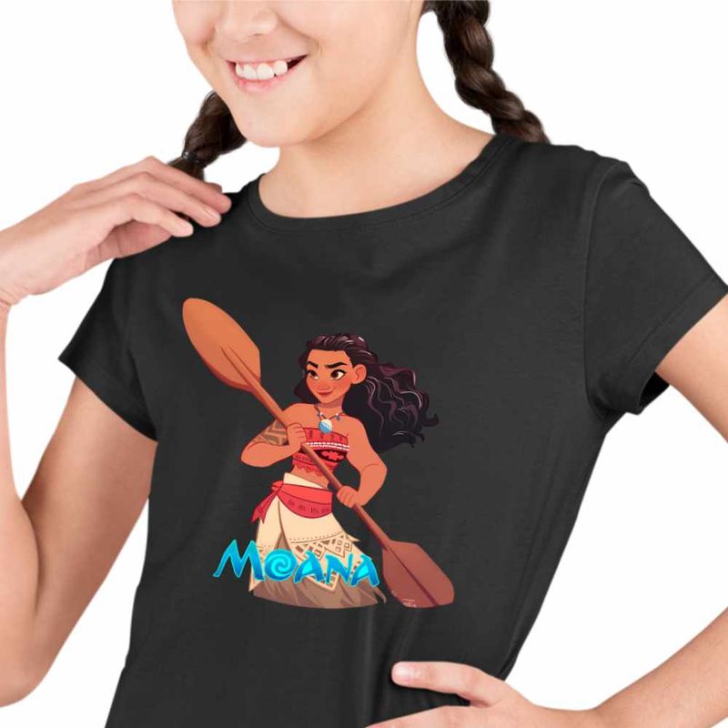 Fashion, accesorii si bijuterii - Copii - Imbracaminte copii - Tricouri copii - Tricou Copii Fete Moana Vaiana, negru, marime L Copii - Infinity.ro
