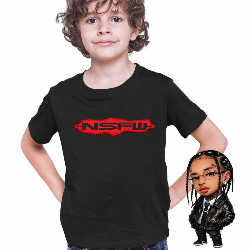 Fashion, accesorii si bijuterii - Copii - Imbracaminte copii - Tricouri copii - Tricou Copii Baieti Tyga NSFW Rap Music, negru, marime XS Copii - Infinity.ro