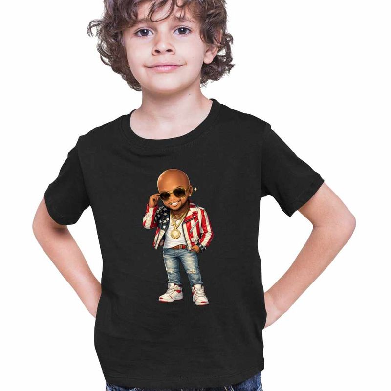 Fashion, accesorii si bijuterii - Copii - Imbracaminte copii - Tricouri copii - Tricou Copii Baieti Flo Rida Anime Cartoon, negru, marime L Copii - Infinity.ro