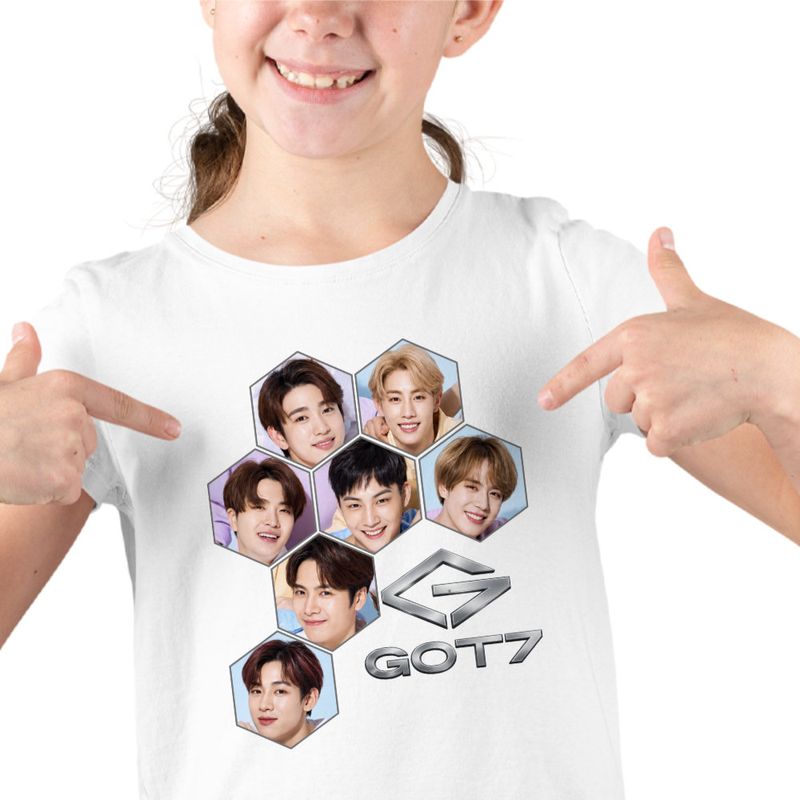 Fashion, accesorii si bijuterii - Copii - Imbracaminte copii - Tricouri copii - Tricou Copii Got7 Kpop Bambam Youngjae fete, alb, marime S Copii - Infinity.ro