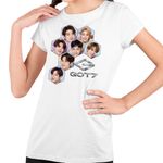 Fashion, accesorii si bijuterii - Copii - Imbracaminte copii - Tricouri copii - Tricou Copii Got7 Kpop Bambam Youngjae fete, alb, marime S Copii - Infinity.ro