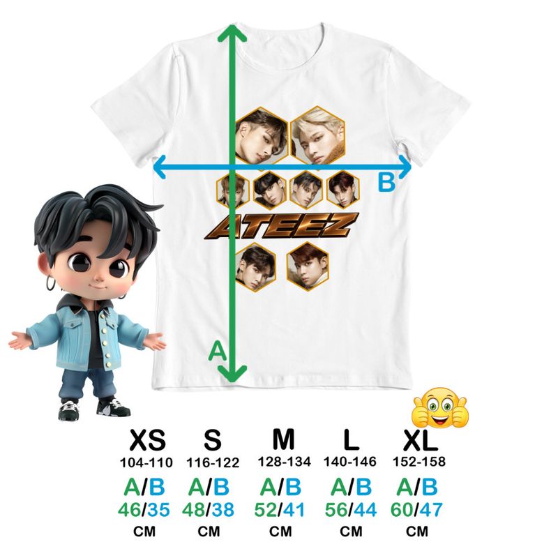 Fashion, accesorii si bijuterii - Copii - Imbracaminte copii - Tricouri copii - Tricou Copii Ateez Korea Kpop fete, alb, marime XL Copii - Infinity.ro