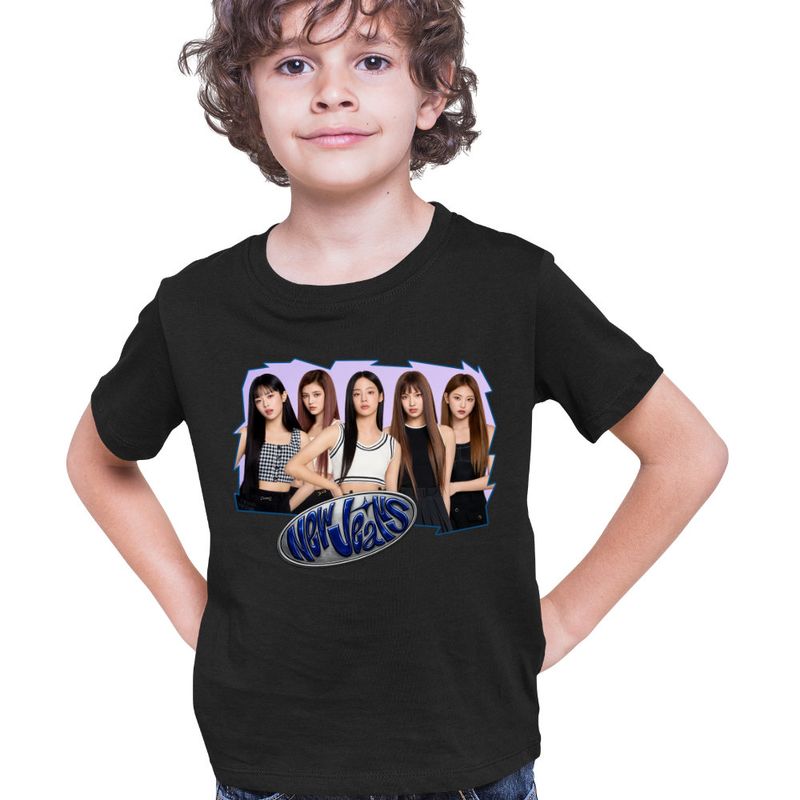 Fashion, accesorii si bijuterii - Copii - Imbracaminte copii - Tricouri copii - Tricou Copii NewJeans Minji Hanni Kpop Merch baieti, negru, marime L Copii - Infinity.ro